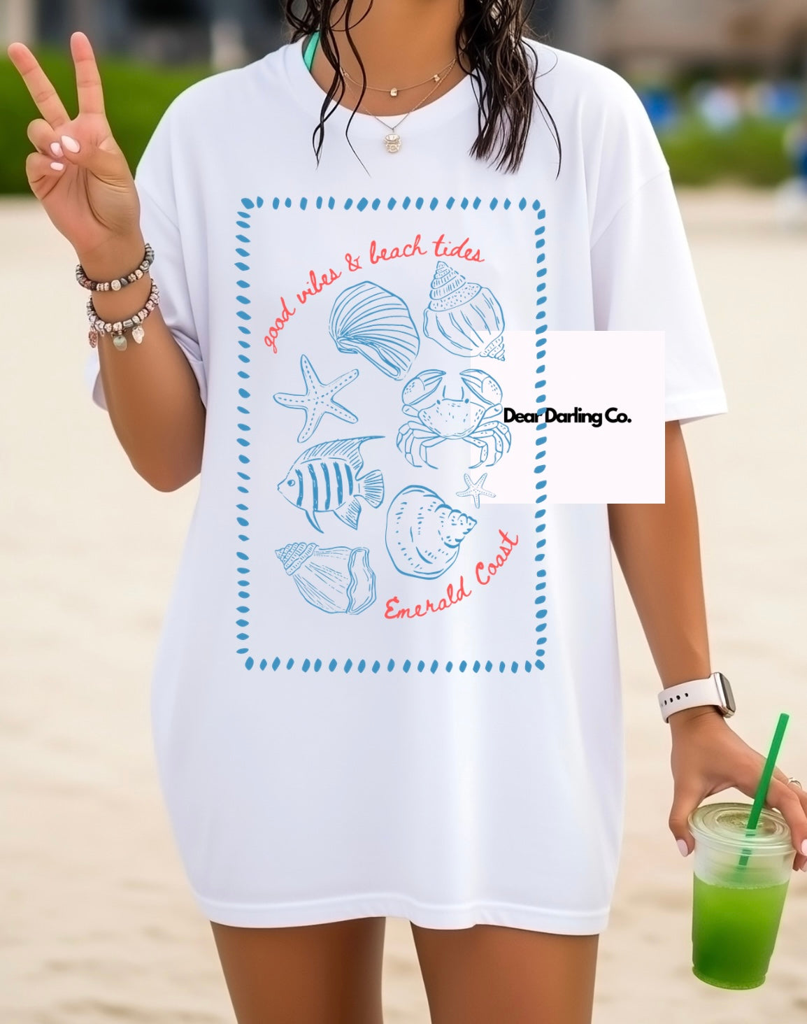 Good vibes and beach tides Emerald Coast Tee