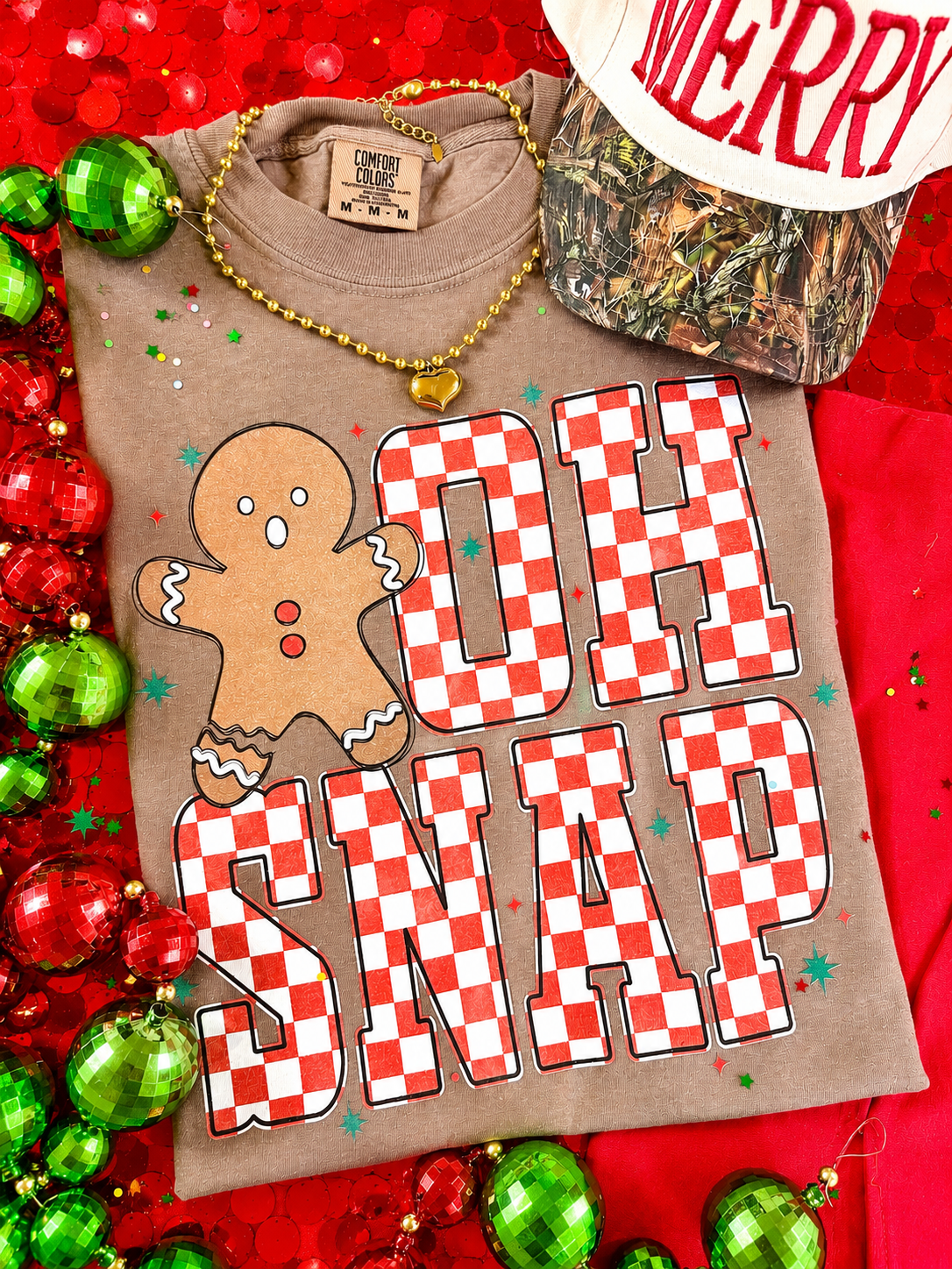 Oh Snap Checkered Gingerbread Tee/Long Sleeve *CIJ SPECIAL*