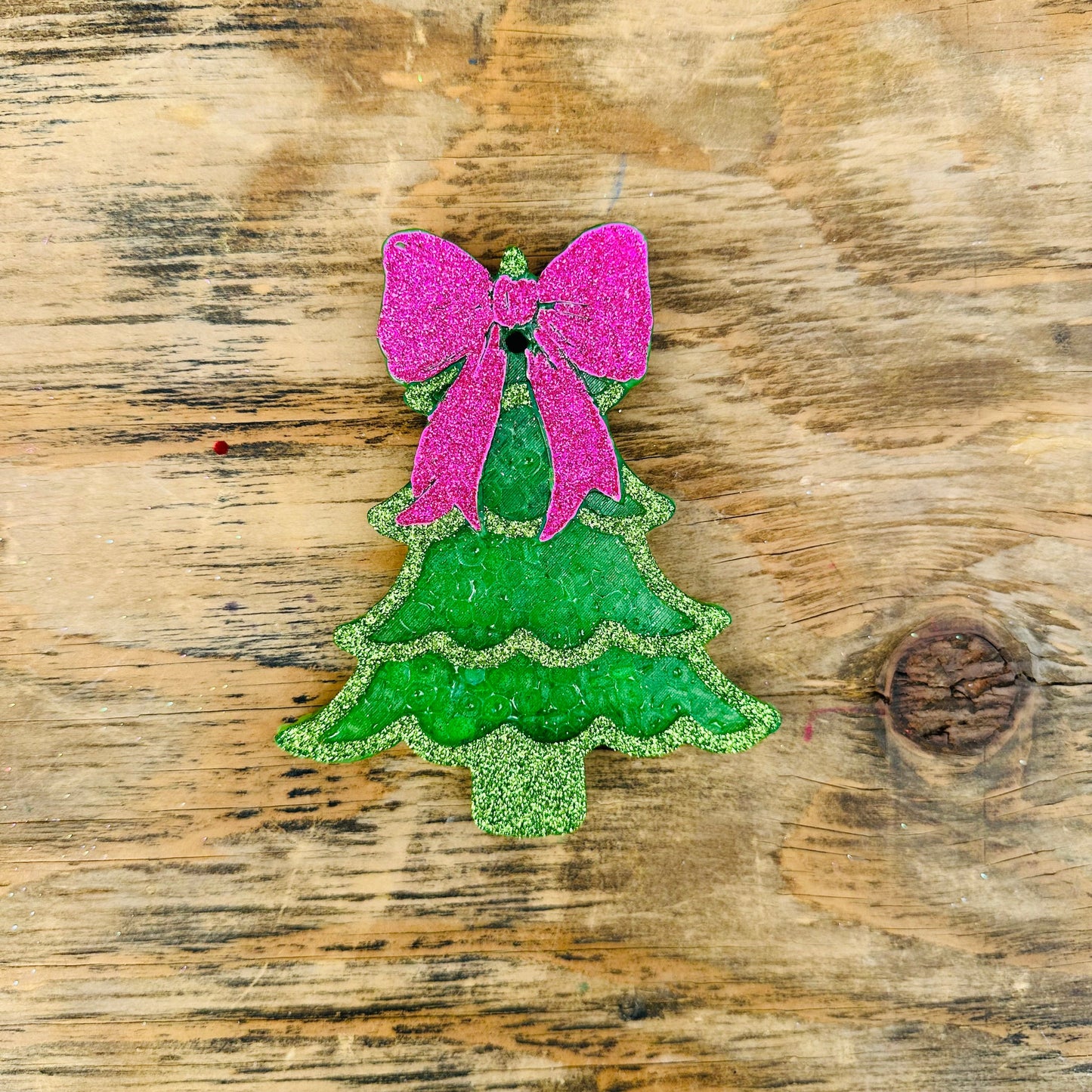 Christmas Tree with a Bow Car Freshie