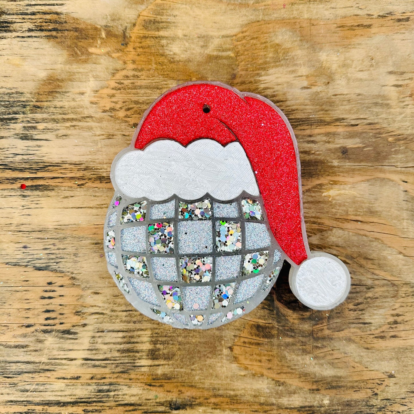 Christmas Disco Ball with Santa Hat Car Freshie