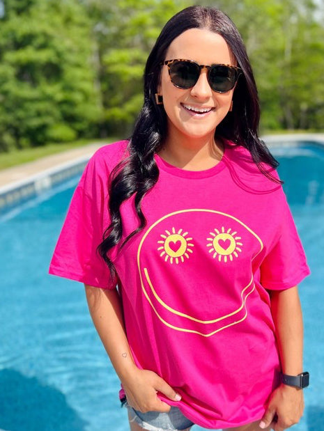 Sun Heart Eyes Happy Glitter Tee