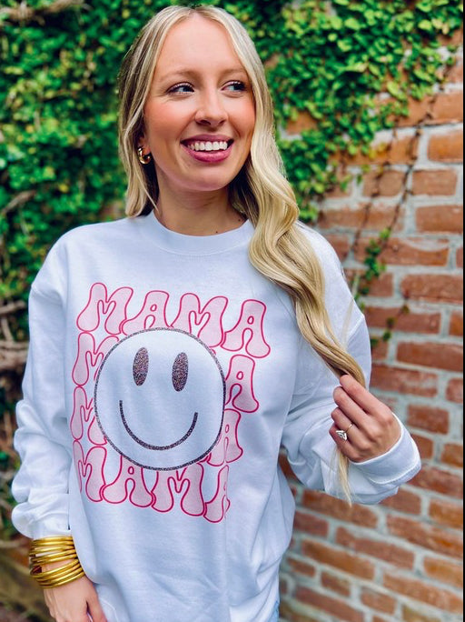 Happy Mama Sublimation Glitter Combo Sweatshirt