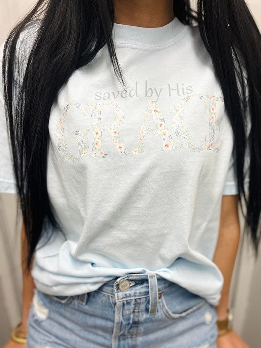 Saved By His Grace Elegant Floral Tee