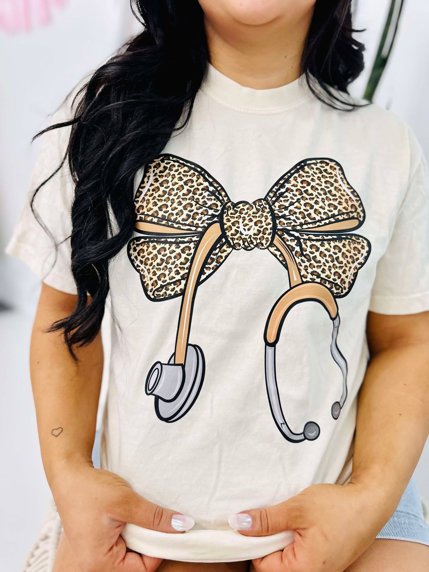 Leopard Stethoscope Bow DTF Design