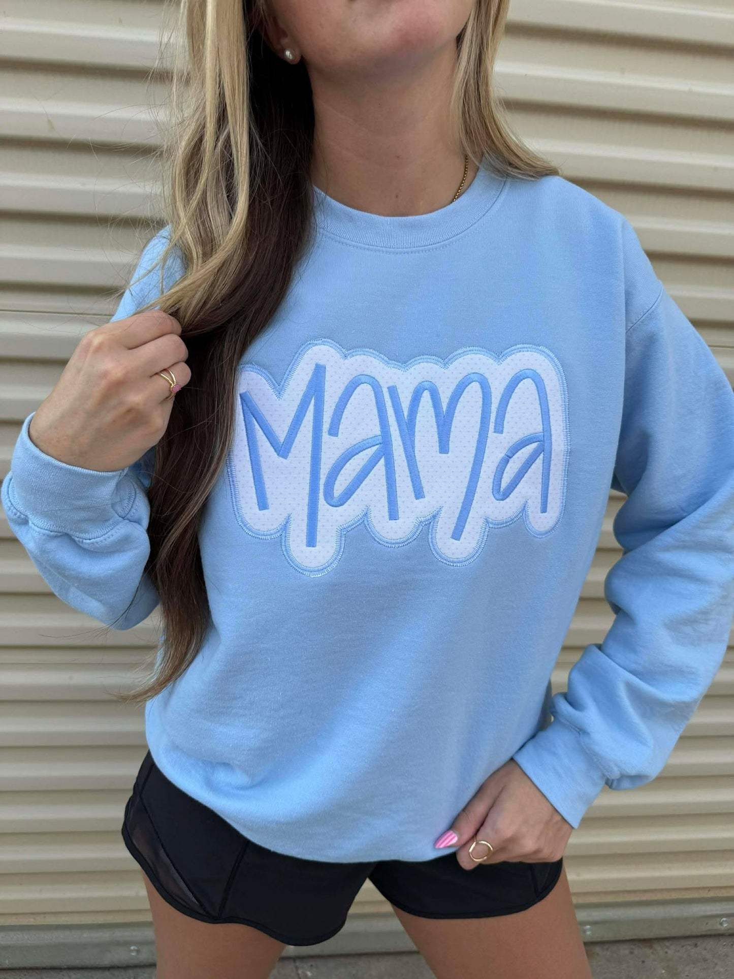Mama Blue Polka Dot Applique Thread