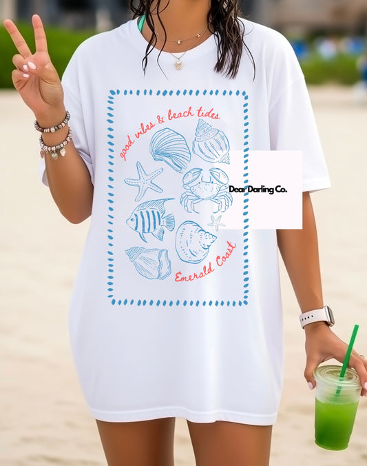 Good vibes and beach tides Emerald Coast Tee