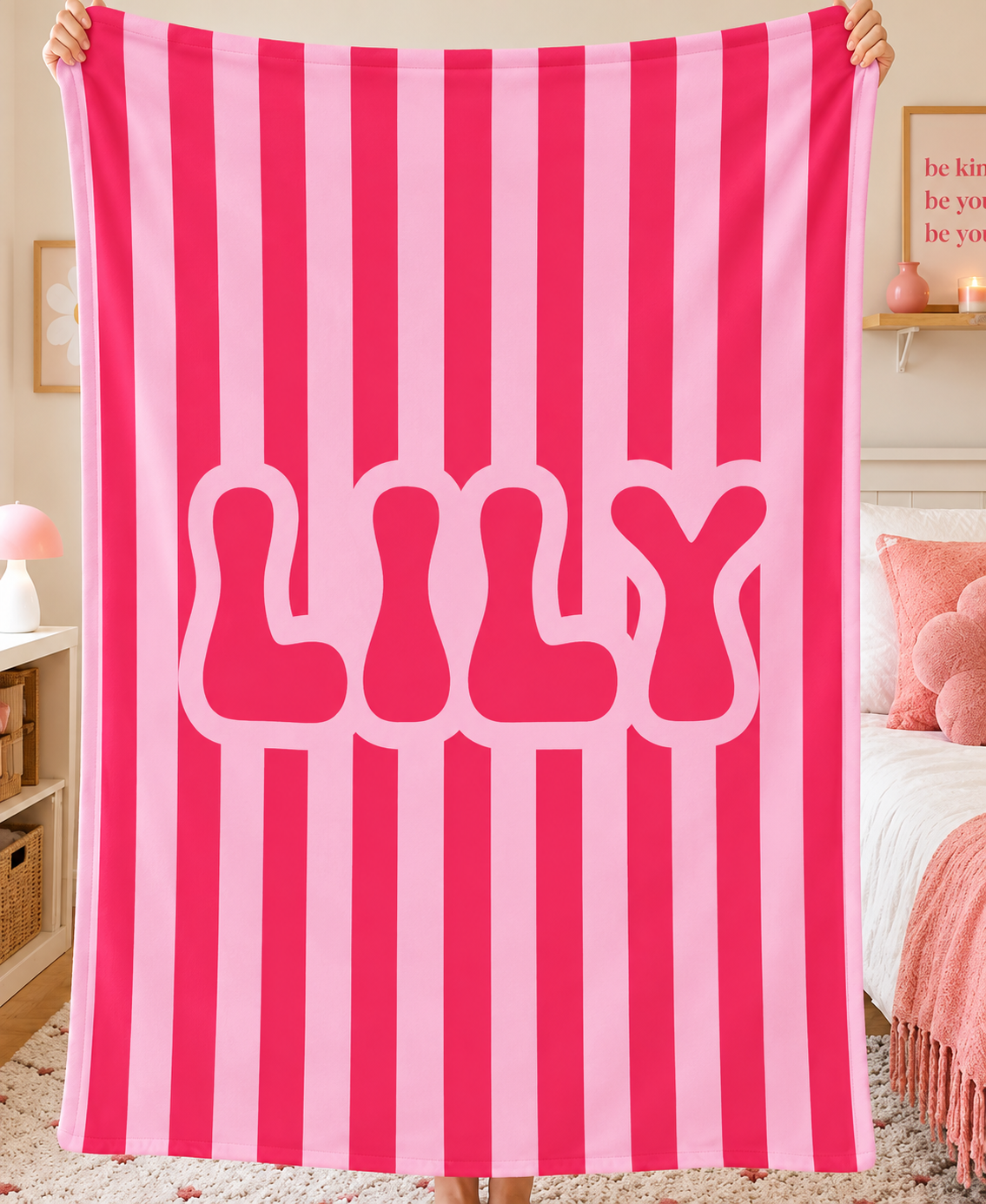 Custom Name Stripe Blanket *PRE ORDER*