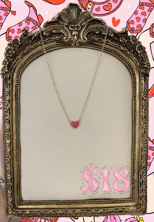 Pink heart necklace