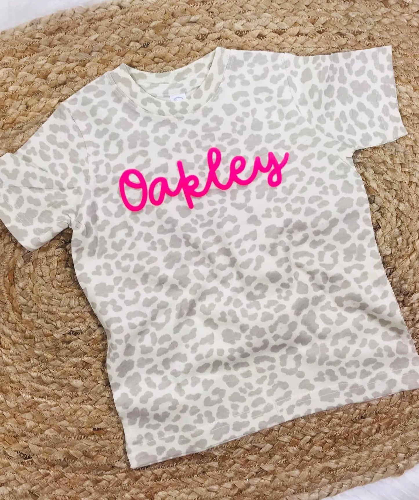 Natural Leopard Cute Cursive Puff Vinyl Design