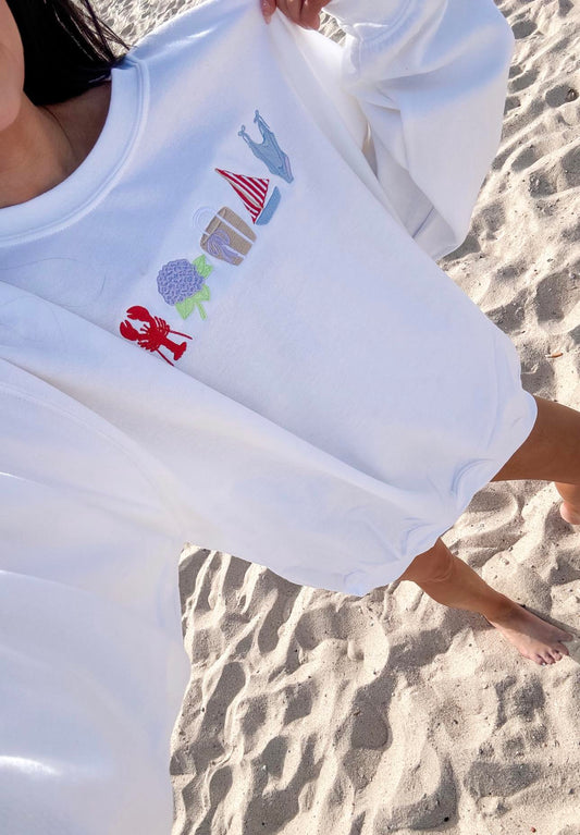 All Summer Things Embroidery White Sweatshirt SPRING44