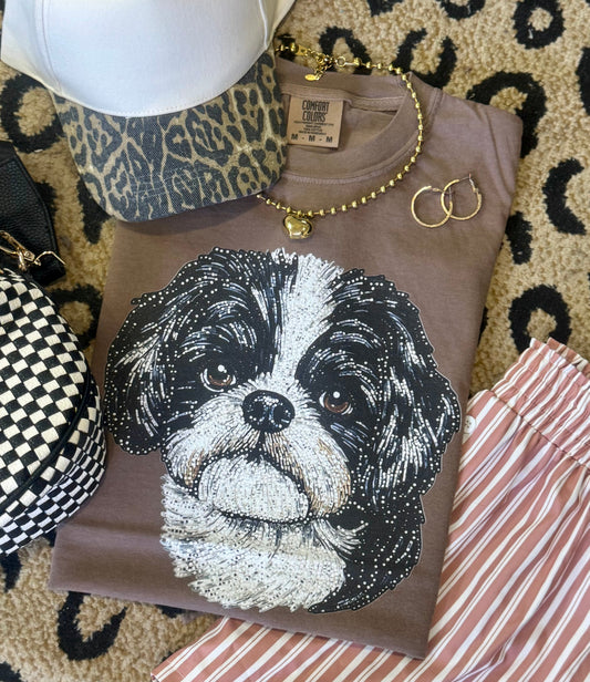 Shihtzu Faux Rhinestone Dog Tee
