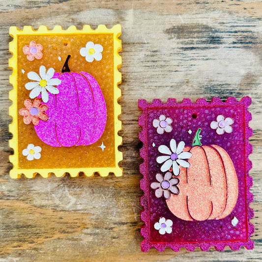 Pumpkin Postage Stamp Car Freshie
