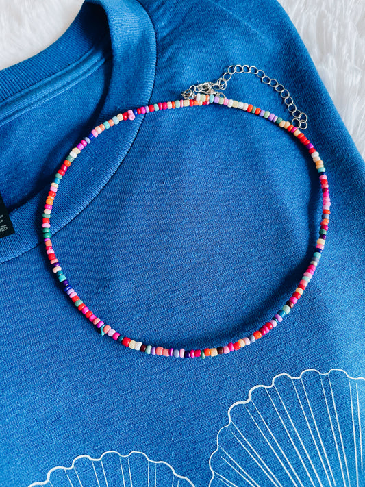 Multicolored beaded choker necklace