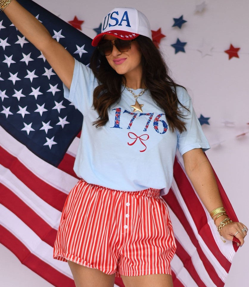 1776 FLORAL EMBROIDERED TEE