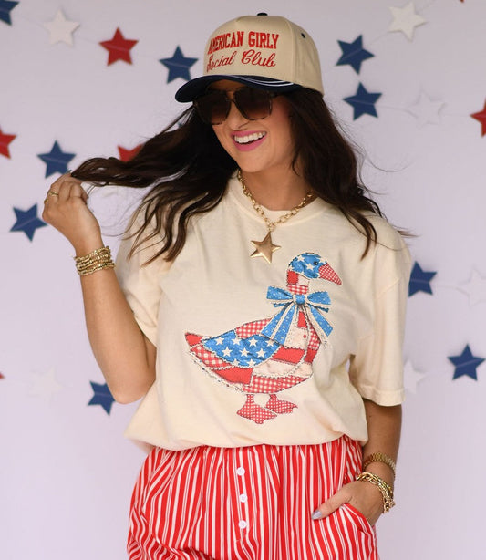 Patriotic Patchwork Goose Tee/Tank