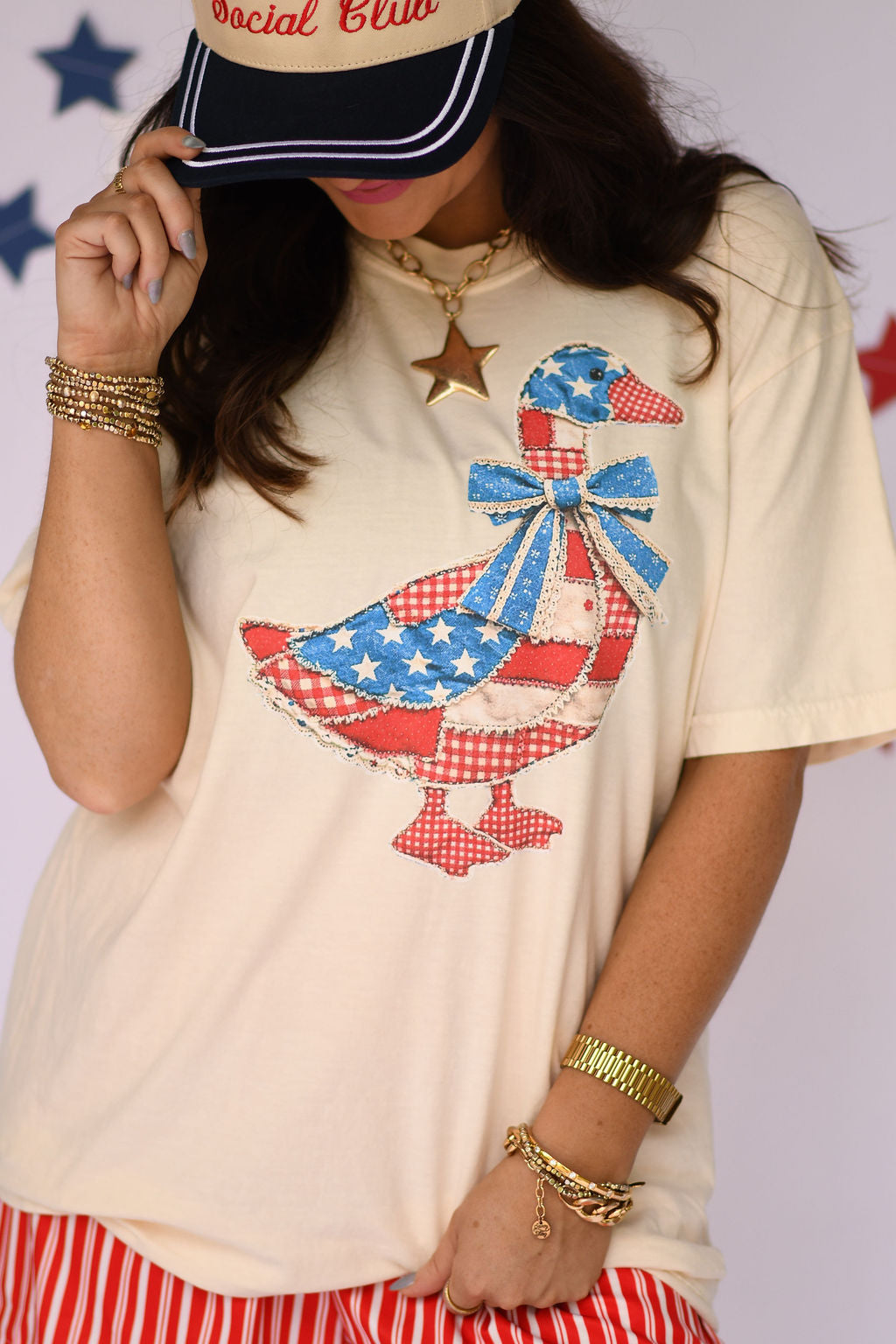 Patriotic Patchwork Goose Tee/Tank