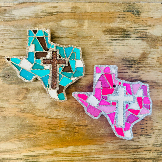 **Custom** Mosaic Texas Cross Car Freshie