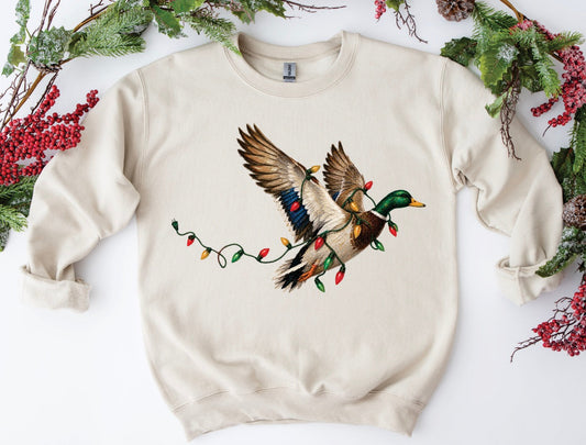 Duck with Christmas Lights Tee/Sweatshirt