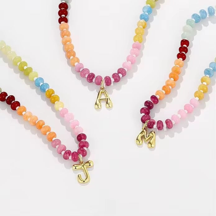 Rainbow Beaded Initial Necklace *PRE ORDER - CIJ SPECIAL*